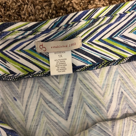 Dressbarn Chevron Patterned Blue and Green Skirt - Picture 2 of 2